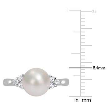 Freshwater Pearl And Diamond Statement Ring In Sterling Silver