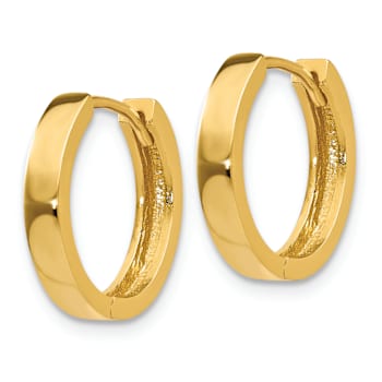 14k Yellow Gold 9/16" Round Hinged Hoop Earrings