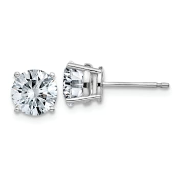 Rhodium Over 14K White Gold 1.25ct. 5.5mm Round J-K Color Moissanite Earrings