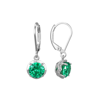Green Lab Created Garnet and White Cubic Zirconia Platineve Earrings 3.08ctw
