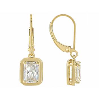 Diamond Simulant Radiant Earrings In 18K Gold Over Sterling Silver