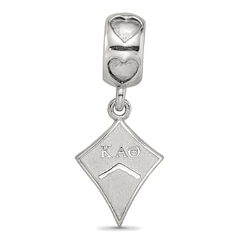 Rhodium Over Sterling Silver LogoArt Kappa Alpha Theta Kite Heart Bead