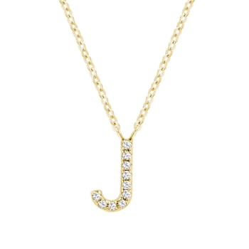 10K Yellow Gold Block Yellow Diamond Initial Letter J Pendant with
Yellow Gold Chain, 0.03ctw