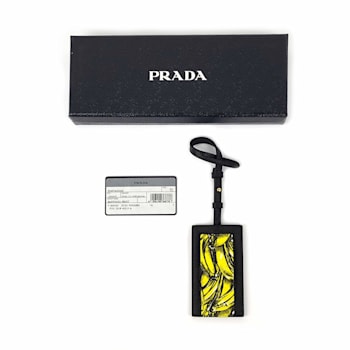 Prada Banana Saffiano Leather Name Tag Keychain Iconic Prada