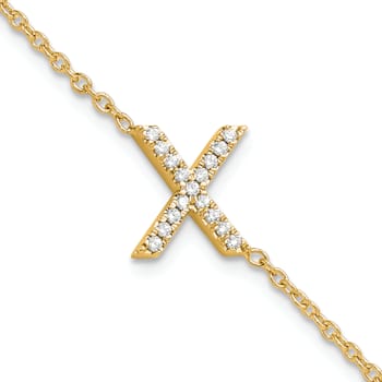 14k Yellow Gold Diamond Sideways Letter X Bracelet