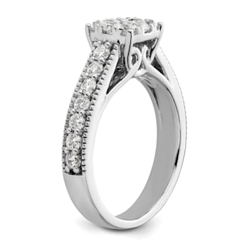 Rhodium Over 14K White Gold Lab Grown Diamond VS/SI GH, Cluster Ring 0.991ctw
