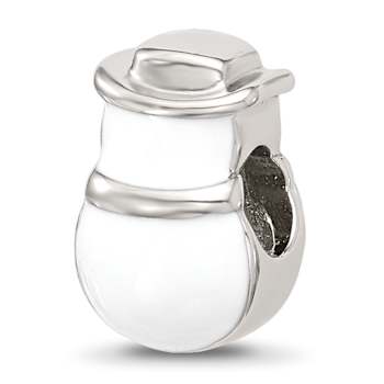 Sterling Silver Kids Enamel Snowman with Hat Bead