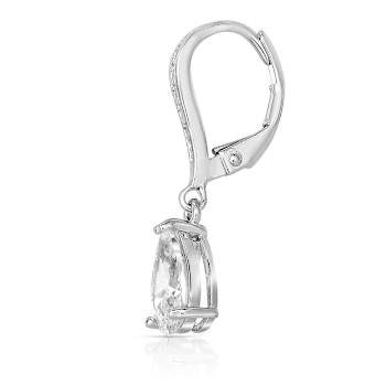 Pear Shape CZ Teardrop Drop Earrings In Sterling Silver