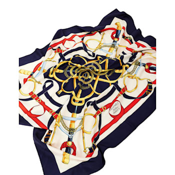Hermes Eperon Dor Tellier Printed Silk Shawl Scarf