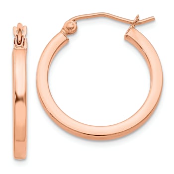 14K Rose Gold 13/16" Square Tube Hoop Earrings