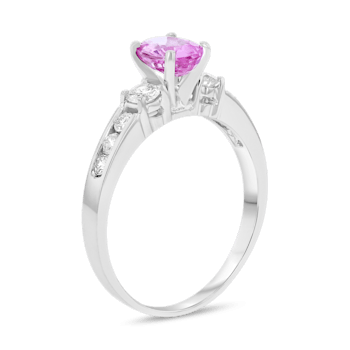 1.30ctw Pink Sapphire and Diamond Engagement Ring in 14k White Gold