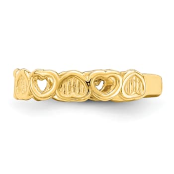 14K Yellow Gold Adjustable Heart Toe Ring