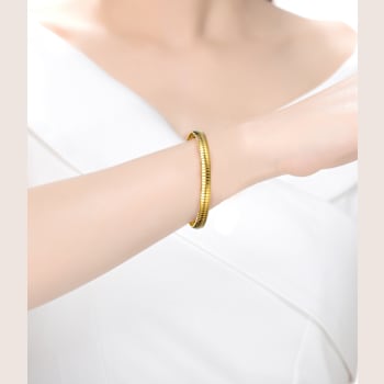 Polished Omega Bracelet In 14K Gold Over Brass