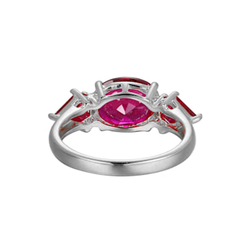 Lab Created Ruby Platinum Over Sterling Silver July Birthstone Ring 3.47ctw