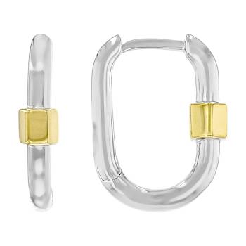 Two-Tone Paperclip Hoop Earrings In 18K Gold Over Sterling Silver