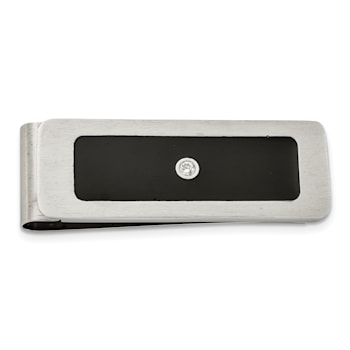 White Cubic Zirconia And Black Enamel Stainless Steel Boxed Set