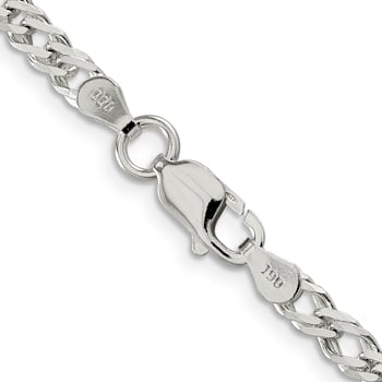 Sterling Silver 4.25mm 6 Side Diamond-cut Flat Double Curb Chain Necklace