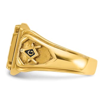 10K Yellow Gold Men's Textured with Enamel Knights Templar Masonic Ring