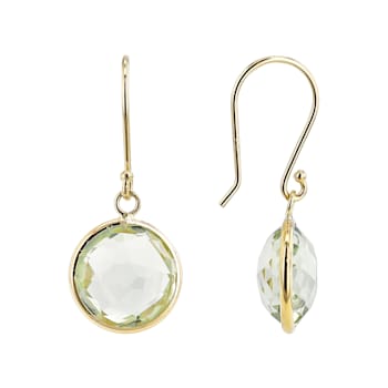 Green Prasiolite 14k Yellow Gold Dangle Earrings 8.00ctw