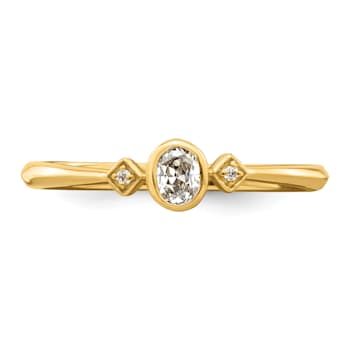 14K Yellow Gold Petite Oval Diamond Ring 0.16ctw
