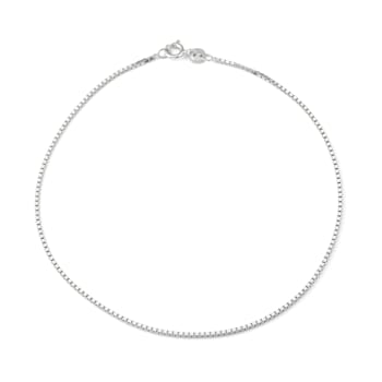 Sterling Silver 1.25mm Box Chain Anklet