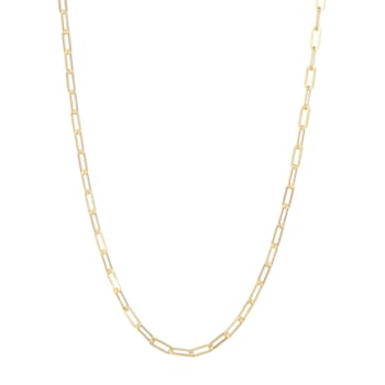 14K Yellow Gold Over Sterling Silver 4mm Paperclip Chain Necklace