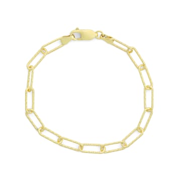 14K Yellow Gold Over Sterling Silver 5mm Paperclip Chain Bracelet