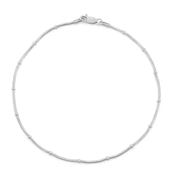 Sterling Silver 2.3mm Rosary Snake Chain Anklet