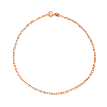 14K Rose Gold Over Sterling Silver 2mm Curb Chain Anklet