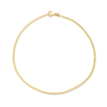 14K Yellow Gold Over Sterling Silver 2mm Curb Chain Anklet