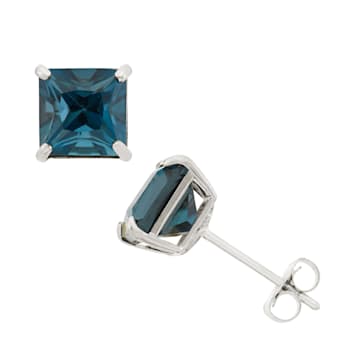 10K WHITE GOLD PRINCESS CUT LONDON BLUE TOPAZ EARRINGS, 2.6ctw