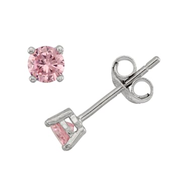 Sterling Silver 4mm Cubic Zirconia October Birthstone Series Stud Earrings