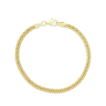14K Yellow Gold Over Sterling Silver 3.8mm Double Curb Chain Bracelet