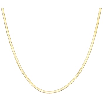 14K Yellow Gold Over Sterling Silver 3.9mm Herringbone Chain Necklace