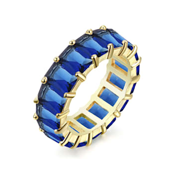 The Colored Cubic Zirconia Ring- 14K Gold Over Sterling Silver, Blue