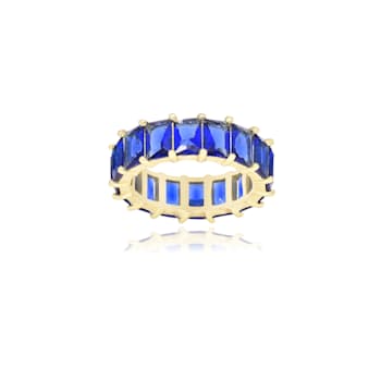 The Colored Cubic Zirconia Ring- 14K Gold Over Sterling Silver, Blue