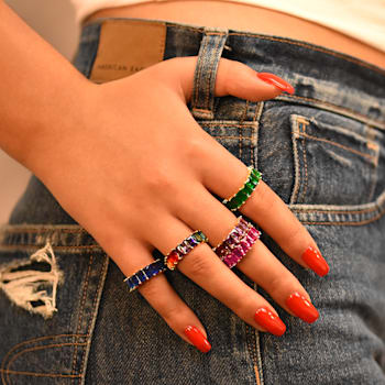 The Colored Cubic Zirconia Ring- Sterling Silver, Fuschia