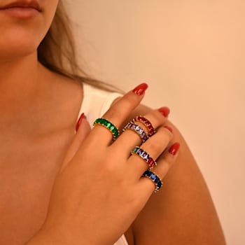 The Colored Cubic Zirconia Ring- 14K Gold Over Sterling Silver, Green