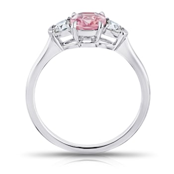 1.64ctw Cushion Padparadscha Sapphire and Diamond Platinum Ring
