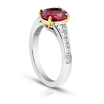 Oval Red Spinel and Diamond Channel Set Platinum Ring 2.58ctw