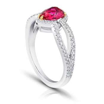 Pear Ruby and Diamond Platinum Ring 1.87ctw