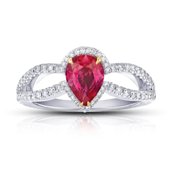Pear Ruby and Diamond Platinum Ring 1.87ctw