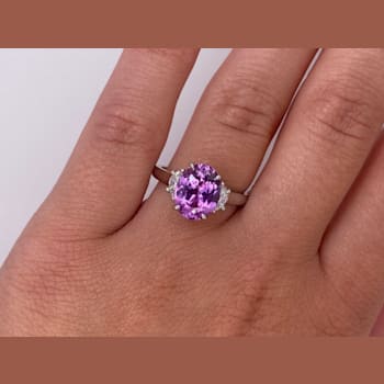 3.57ctw Oval Pink Sapphire and Diamond Ring