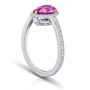 Pear Pink Sapphire and Diamond Platinum Ring 2.15ctw