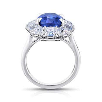 11.53ctw Oval Blue Sapphire and Diamond Platinum Ring