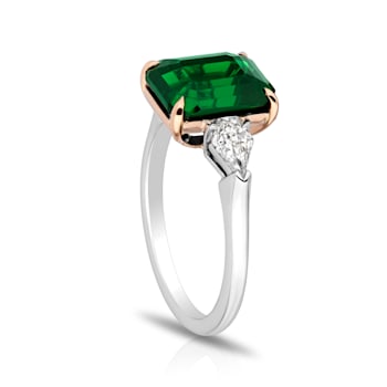 Platinum 4.04 Carat Emerald Cut Green Tsavorite and Diamond Ring