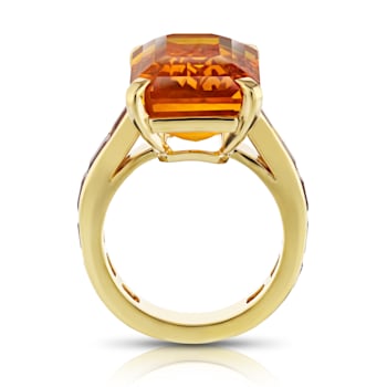 Platinum 21.05 Carat Emerald Orange Sapphire and  Diamond Ring
