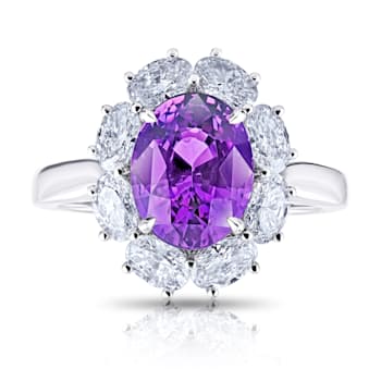 4.94ctw Oval Purple Sapphire and Diamond Platinum Ring
