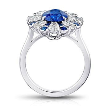 4.55ctw Oval Blue Sapphire and Diamond Platinum Ring