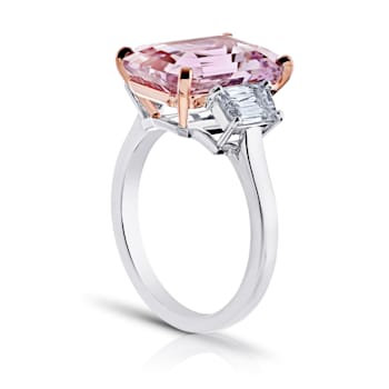 Platinum 8.09 Carat Emerald Pink Sapphire and Diamond Ring